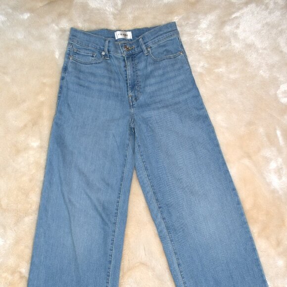 FRAME High Rise Wide Leg Jeans Women’s Size 26 Light Wash Stretchy Denim - Picture 3 of 12